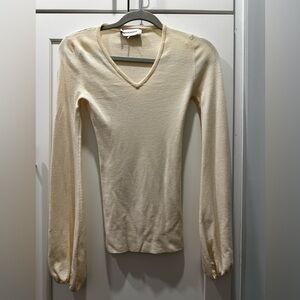 Emilio Pucci Cream Knit V-Neck Top